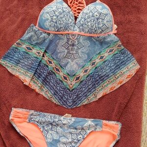 Op Blue and Orange Patterned Bikini Set. SzL-11/13